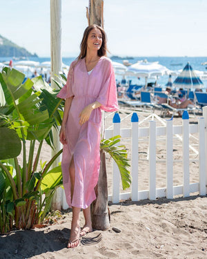 Breezy Kaftan Dress in Orchid by Mer Sea | Mersea Summer Dress shown on Model at Beach