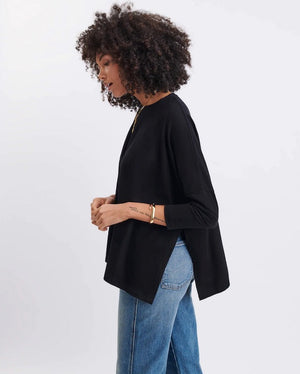 Mersea Solid Black Catalina Slub Tee - oversized T-Shirt - Fig Linens and Home
