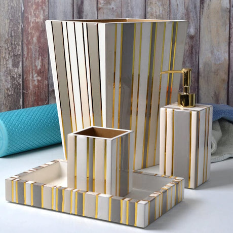 Bath Accessories - Catalina Natural Gold Bath Set at Fig Linens and Home