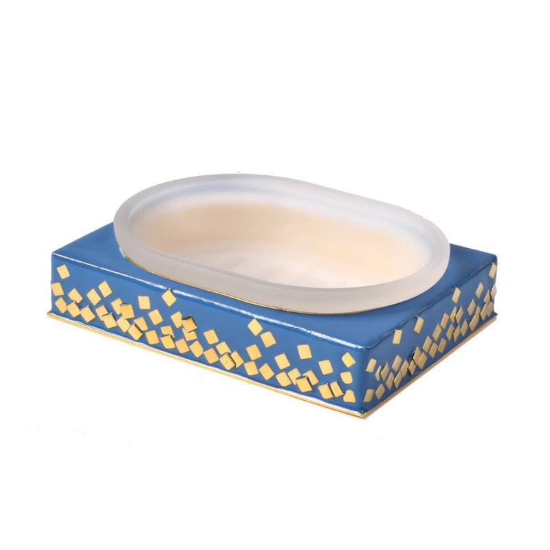 Bath Accessories - Xenon Blue Mike + Ally Oval Soap Dish with Rectangle Base
