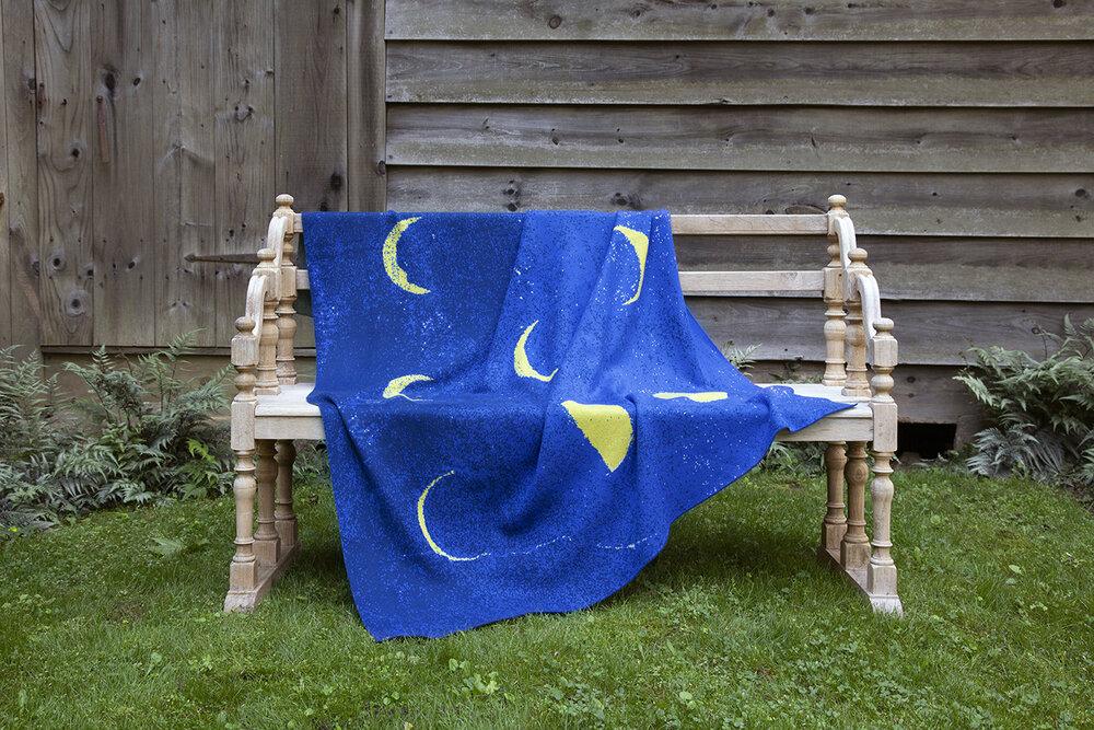 Moon Phases Cashmere Blankets by Saved NY