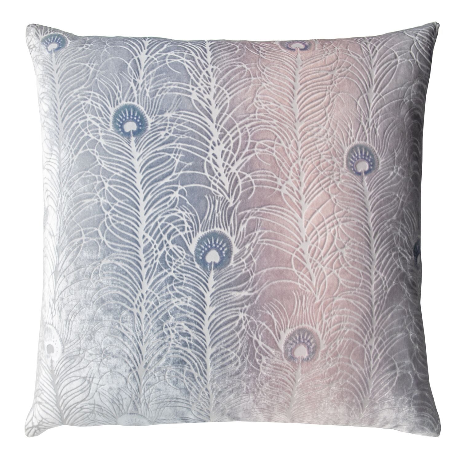 Fig Linens - Moonstone Peacock Feather Decorative Pillow by Kevin O'Brien Studio 