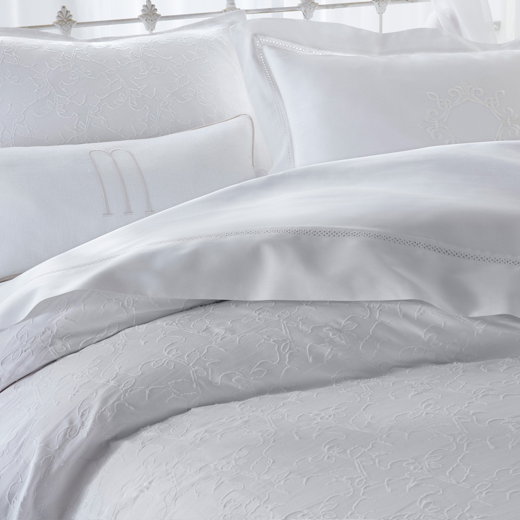 Bettina White Bedding - Peacock Alley at Fig Linens and Home - Pillows and Duvets