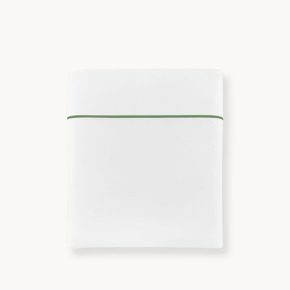 Percale Flat Sheet - Boutique Cotton Bedding with Green Embroidery - Peacock Alley