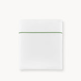 Percale Flat Sheet - Boutique Cotton Bedding with Green Embroidery - Peacock Alley