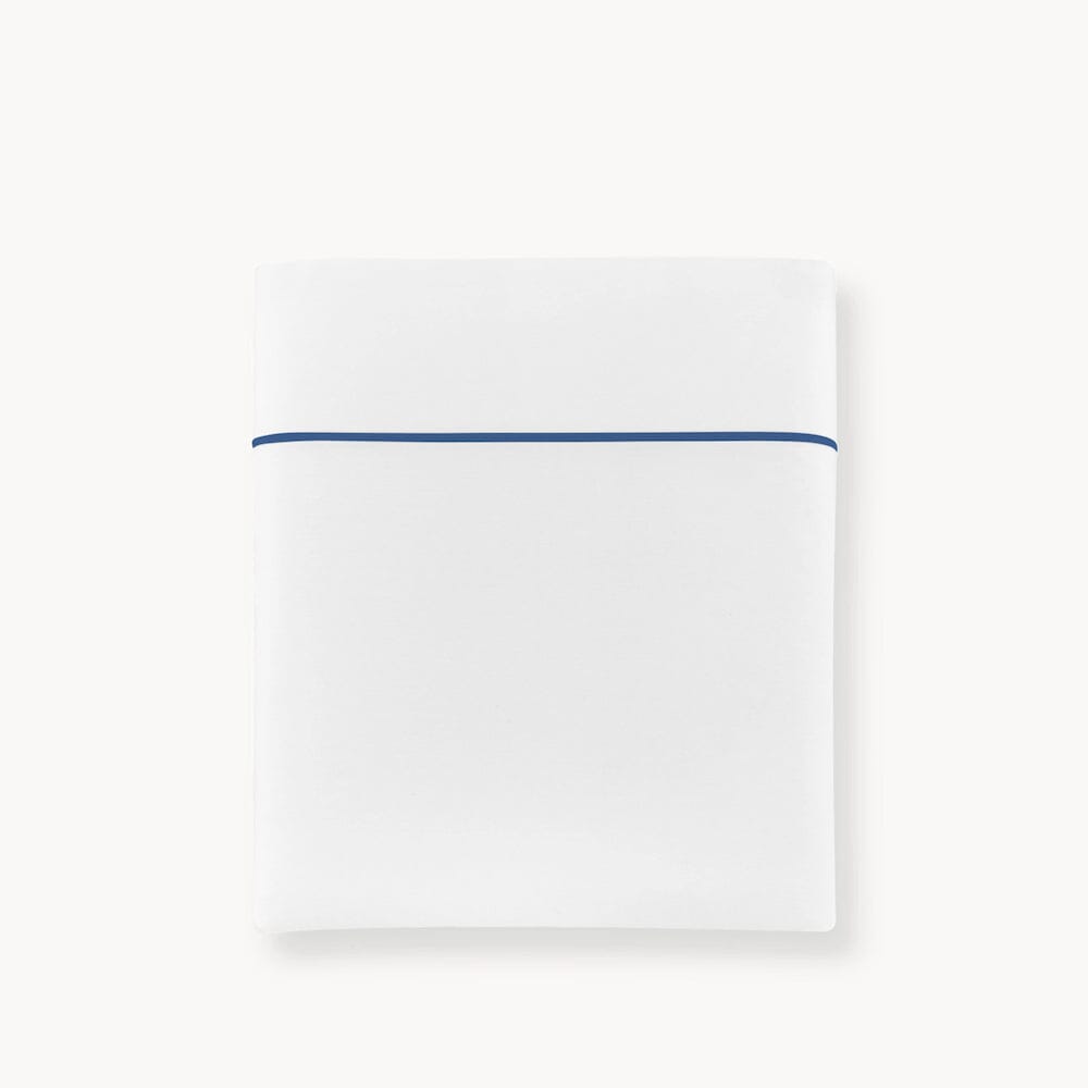 Percale Flat Sheet - Boutique Cotton Bedding with Indigo Embroidery - Peacock Alley