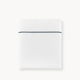 Percale Flat Sheet - Boutique Cotton Bedding with Navy Embroidery - Peacock Alley