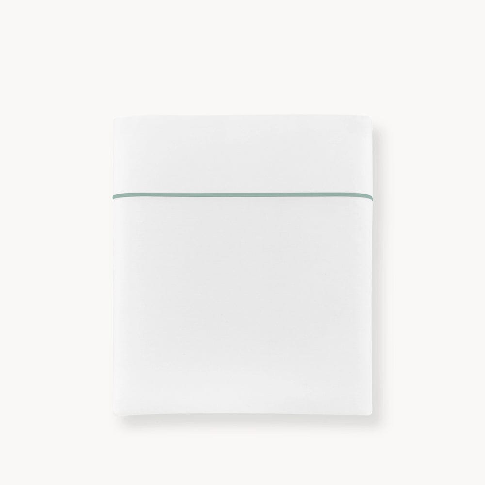 Percale Flat Sheet - Boutique Cotton Bedding with Seaglass Embroidery - Peacock Alley