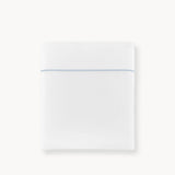 Percale Flat Sheet - Boutique Cotton Bedding with Sky Blue Embroidery - Peacock Alley