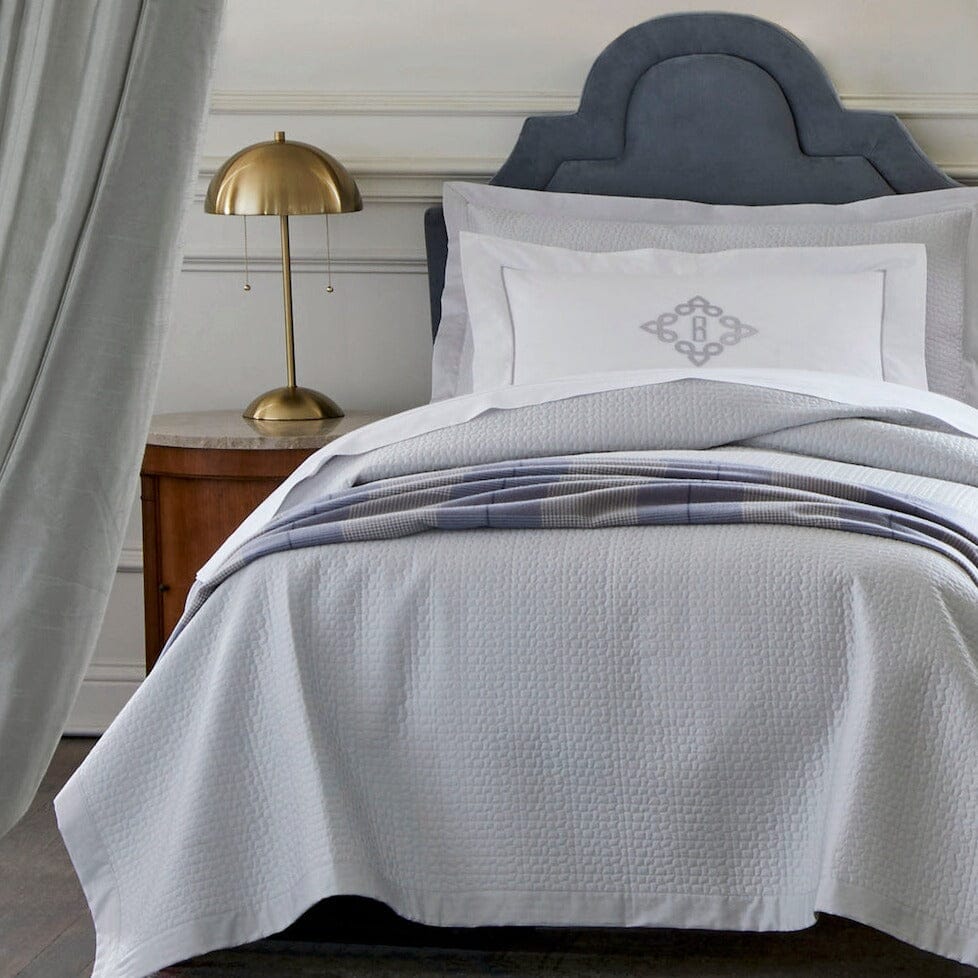 Peacock Alley Hamilton Ice silver coverlet and shams - Fig Linens and Home