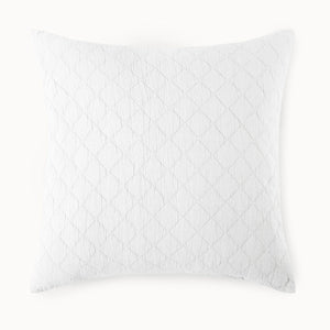 Peacock Alley Euro Sham - Heritage Stone Washed Linen Quilted Pillow in White