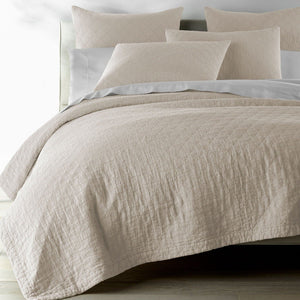 Peacock Alley Coverlet - Heritage Stonewashed Linen Quilted Coverlet in Sand