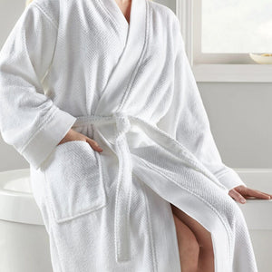 Peacock Alley Jubilee White Robe | Peacock Alley Bath Robe shown on Man in XL Size