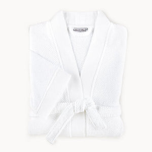 Jubilee White Robe | Peacock Alley Bath Robes at Fig Linens and Home - Folded and Tied