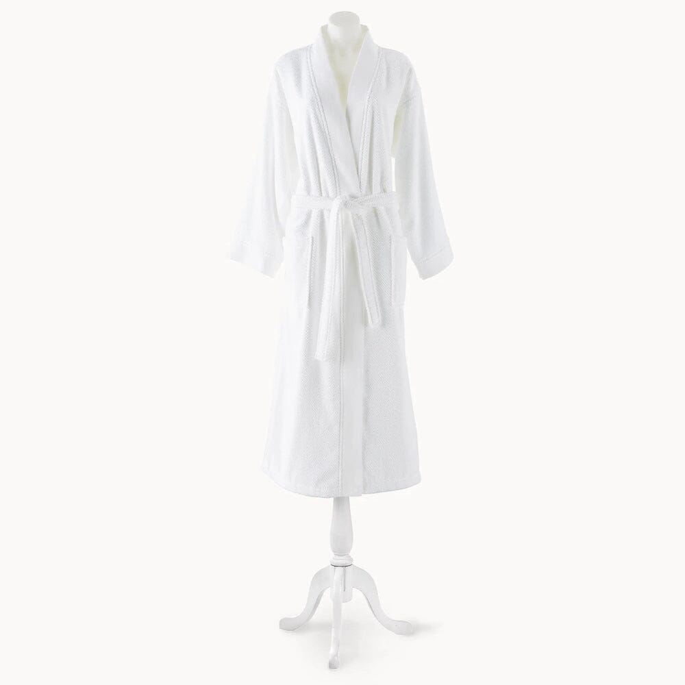 Jubilee White Robe | Peacock Alley Bath Robes at Fig Linens and Home - Shown on Manequin