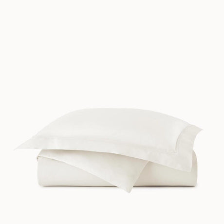 Duvet Cover Folded with Pillow Sham on Top - Peacock Alley Percale Cotton Bedding | Lyric Ivory at Fig Linens and Home