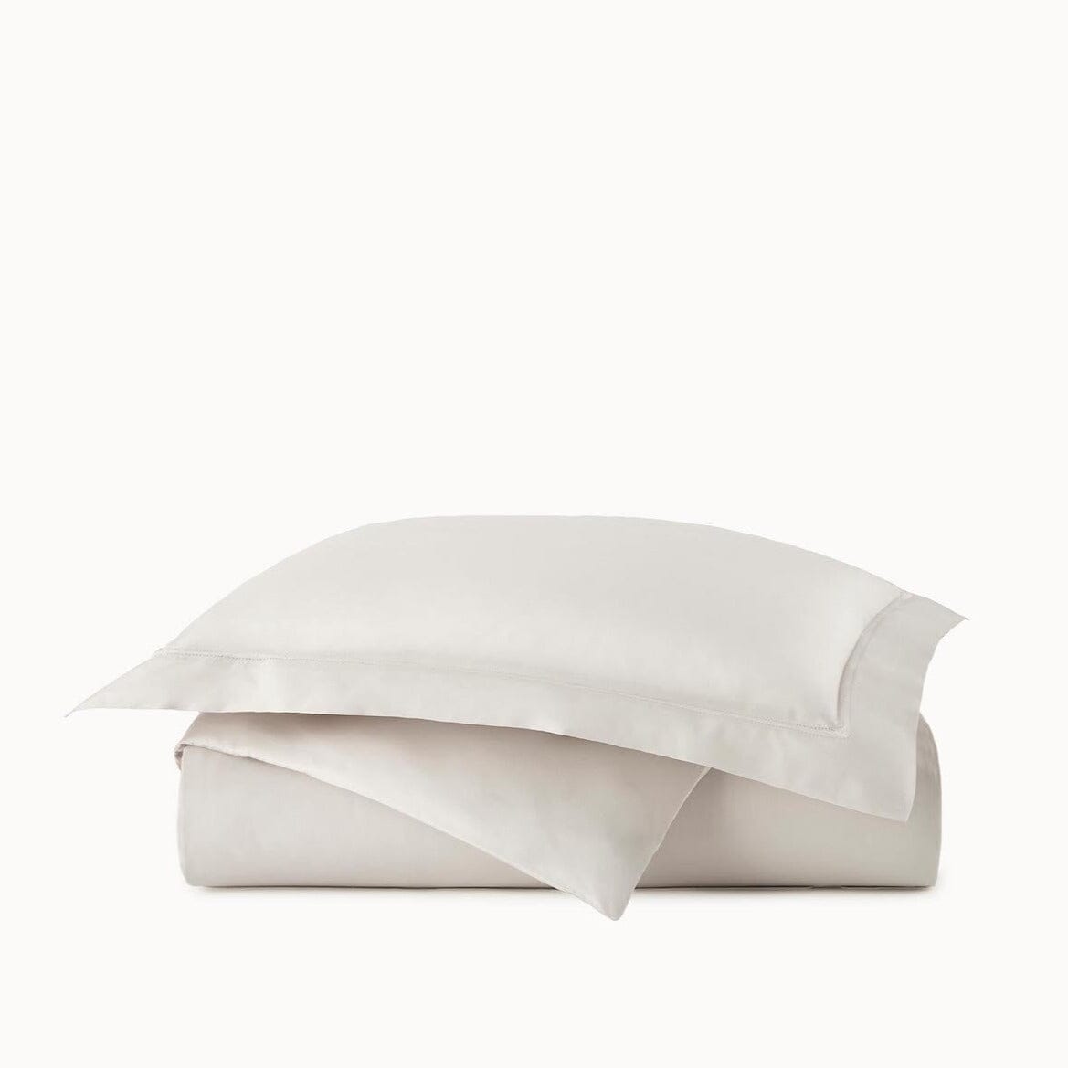 Duvet Cover Folded with Pillow Sham on Top - Peacock Alley Percale Cotton Bedding in Lyric Platinum