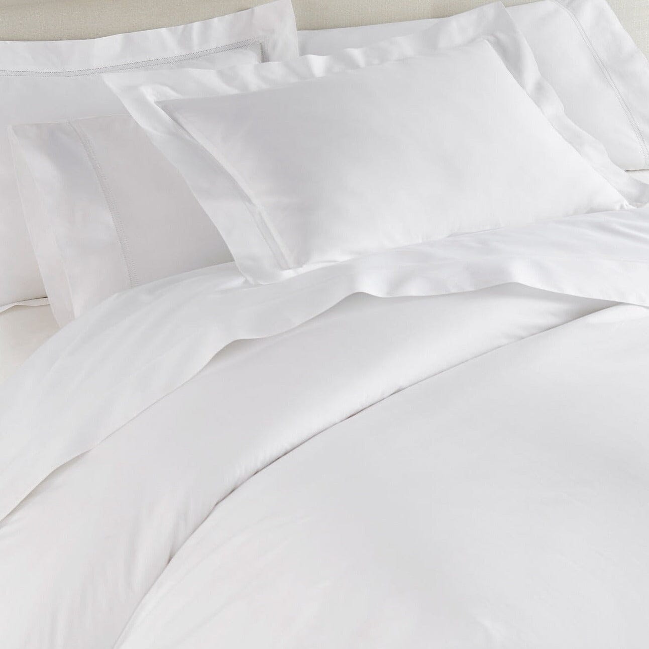 Peacock Alley - Lyric White Bedding - Percale Cotton Pillow shams and Sheet on Bed