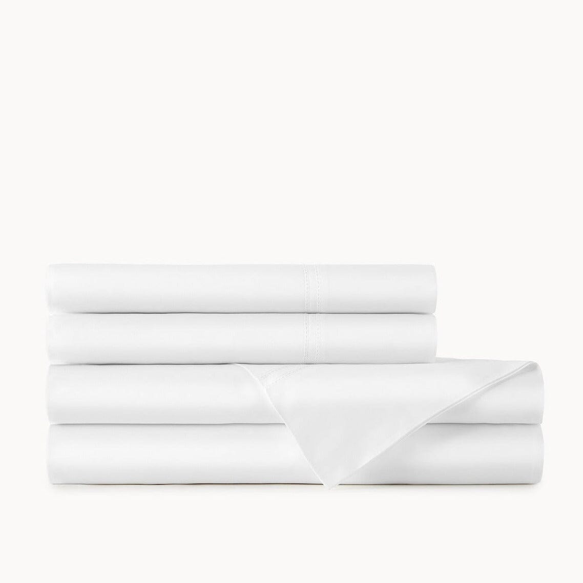 Lyric Cotton Percale Sheets in White | Peacock Alley at Fig Linens and Home