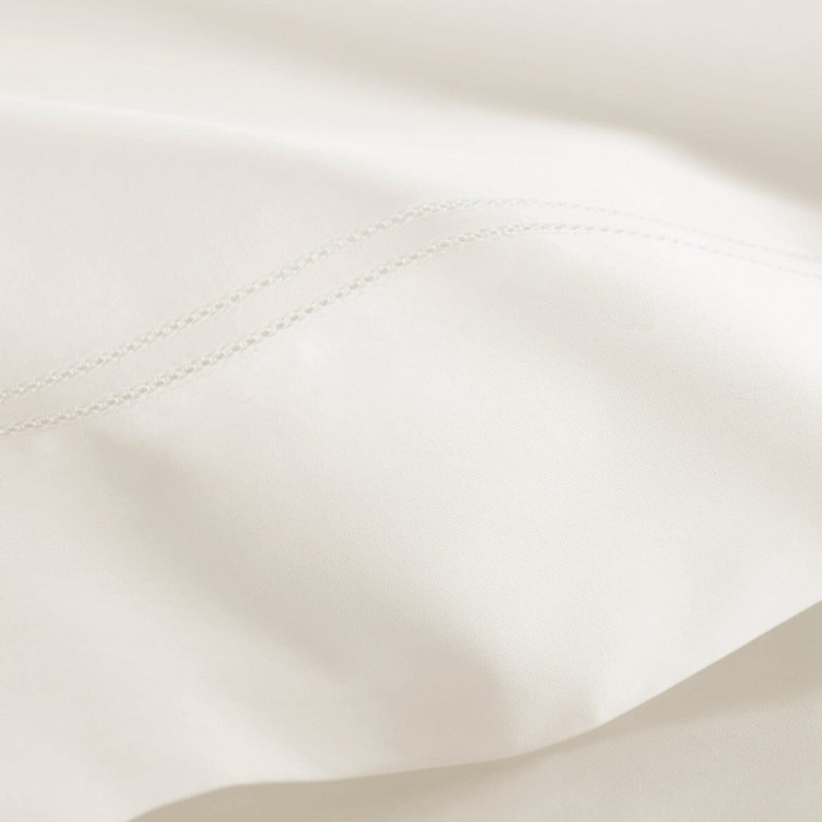 Flat Sheet Double Hemstitch Detail - Peacock Alley Percale Cotton Bedding | Lyric Ivory at Fig Linens and Home
