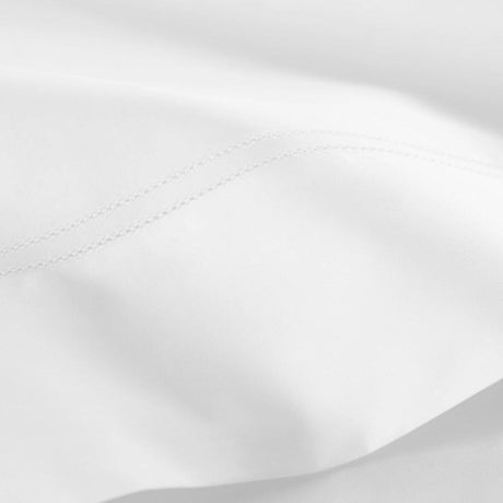 Detail of Hemstitch on Lyric Cotton Percale Sheets in White | Peacock Alley at Fig Linens and Home