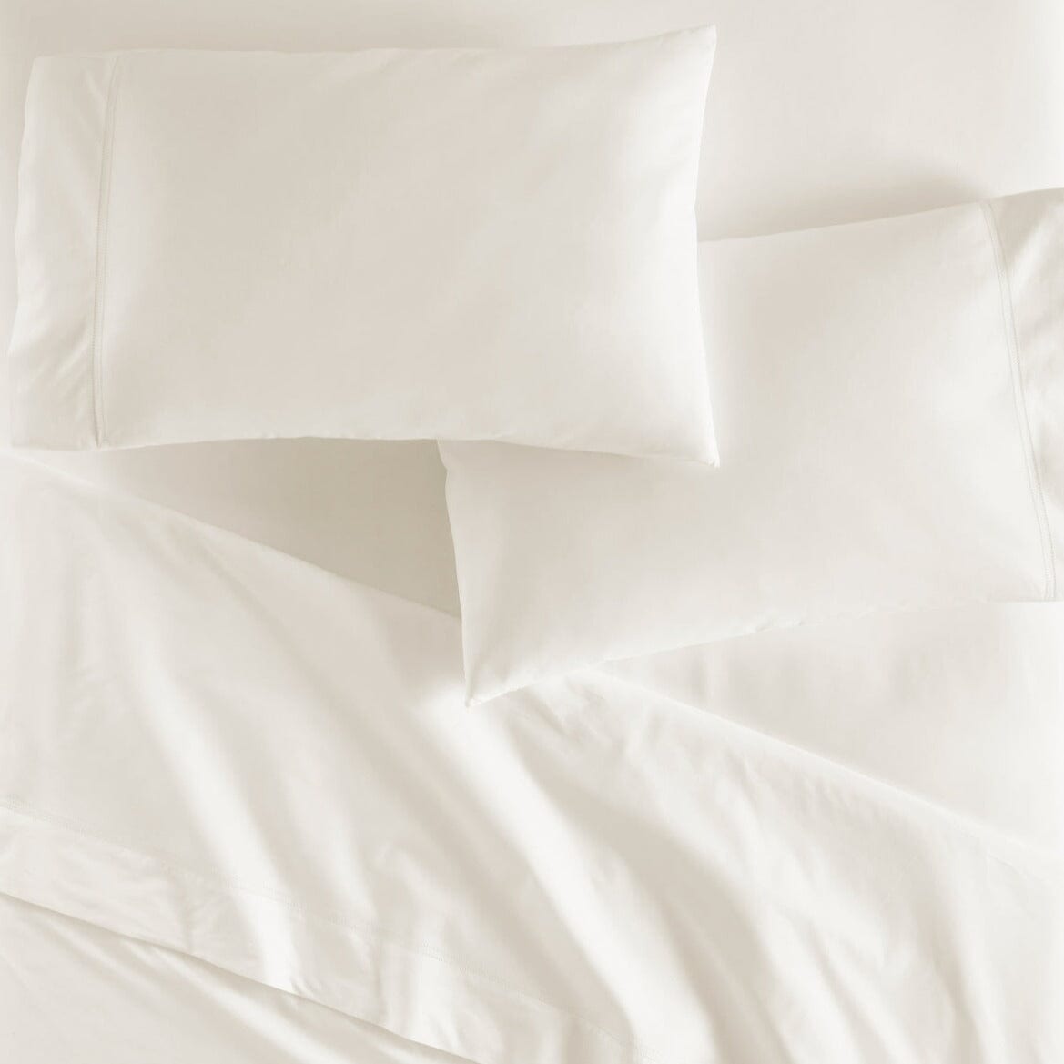 Peacock Alley Percale Cotton Bedding | Lyric Ivory at Fig Linens and Home - Overview of Cases and Flat Sheet