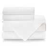 Peacock Alley Bed Sheets - Melody Sheets in White with Linen Trim | Fig Linens and Home