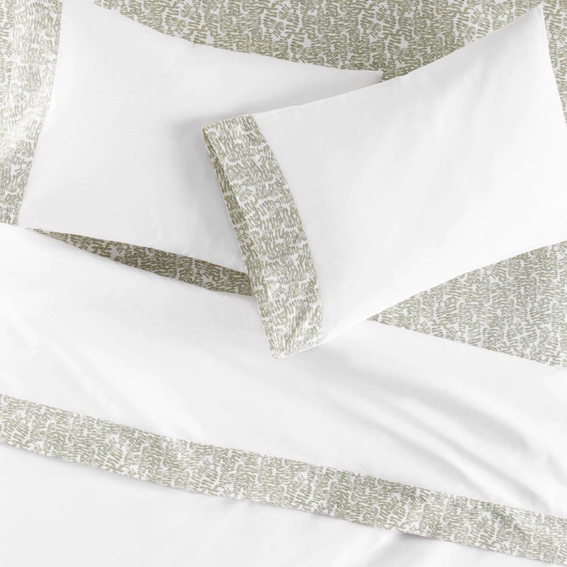 Olive Green Fern Cuff Bed Sheets | Peacock Alley Sheets at Fig Linens and Home