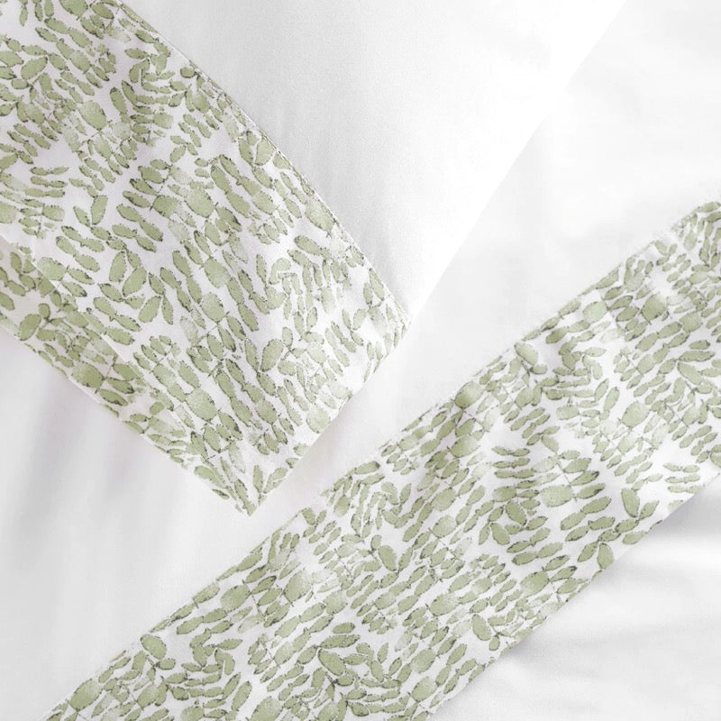 Fern Cuff Olive Sheets and Pillowcases | Peacock Alley Linens & Bedding