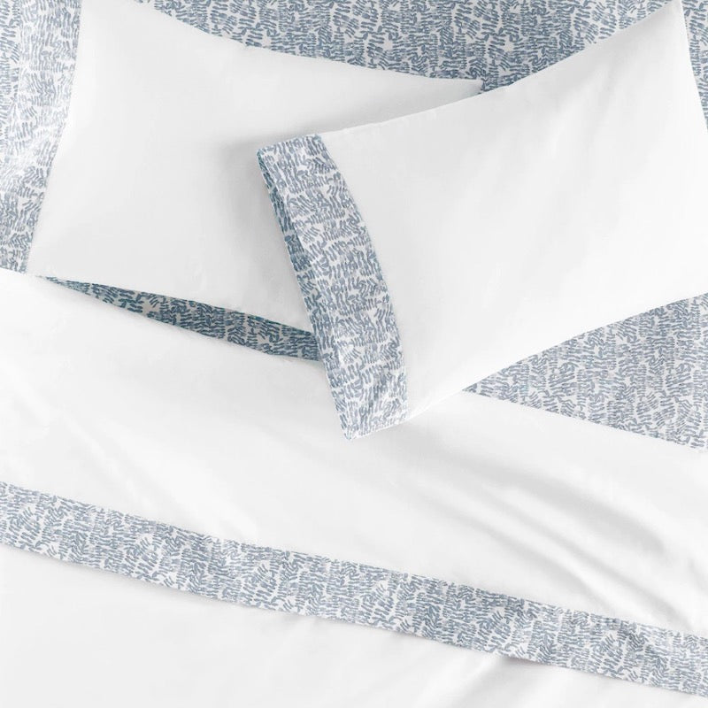 Blue Denim Fern Cuff Bed Sheets | Peacock Alley Sheets at Fig Linens and Home