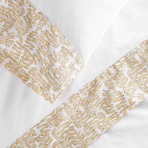 Peacock Alley Pillowcases and Bed Sheets in Honey Percale | Pattern Fern Cuff
