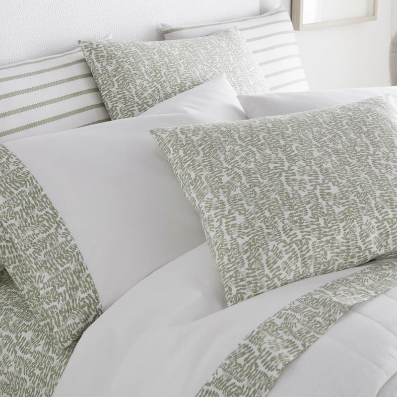Peacock Alley Sheets in Fern Cuff Olive Green at Fig Linens and Home
