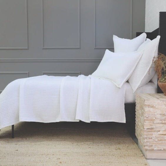 Bedspread from Side View - Chatham White Matelasse Coverlet by Pom Pom at Home