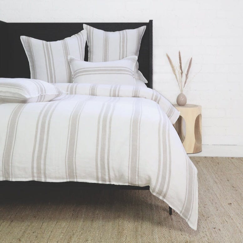 Duvet Cover - Pom Pom at Home Jackson White and Natural Linen Bedding - Fig Linens and Home
