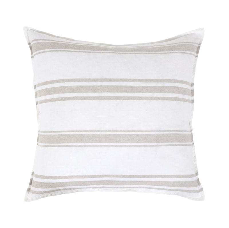 Euro Sham - Pom Pom at Home Jackson White and Natural Linen Bedding - Fig Linens and Home