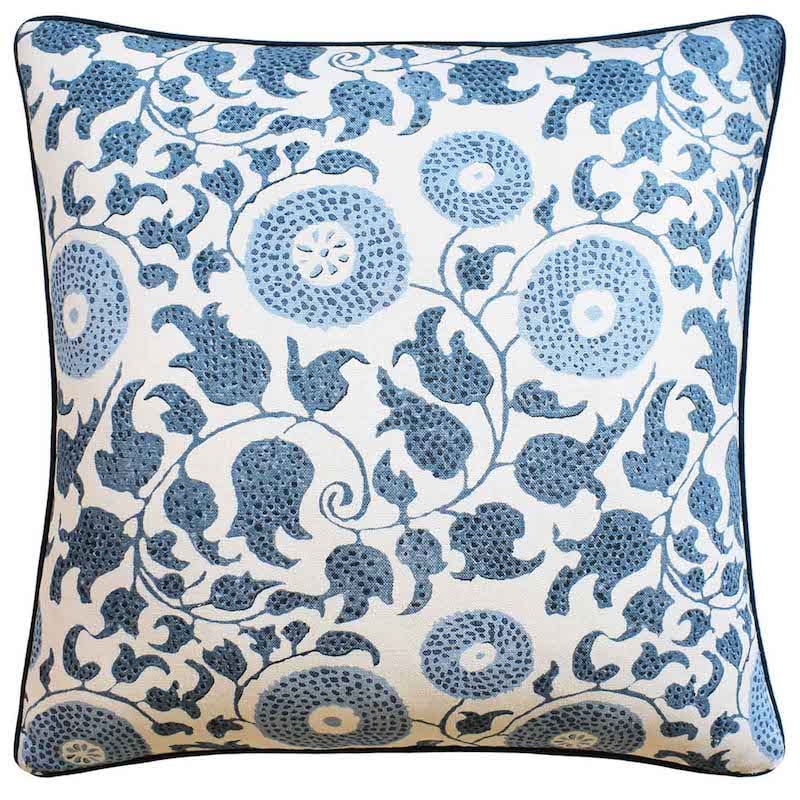 Eldora Print Slate Blue Throw Pillow by Ryan Studio | Fig Linens and Home