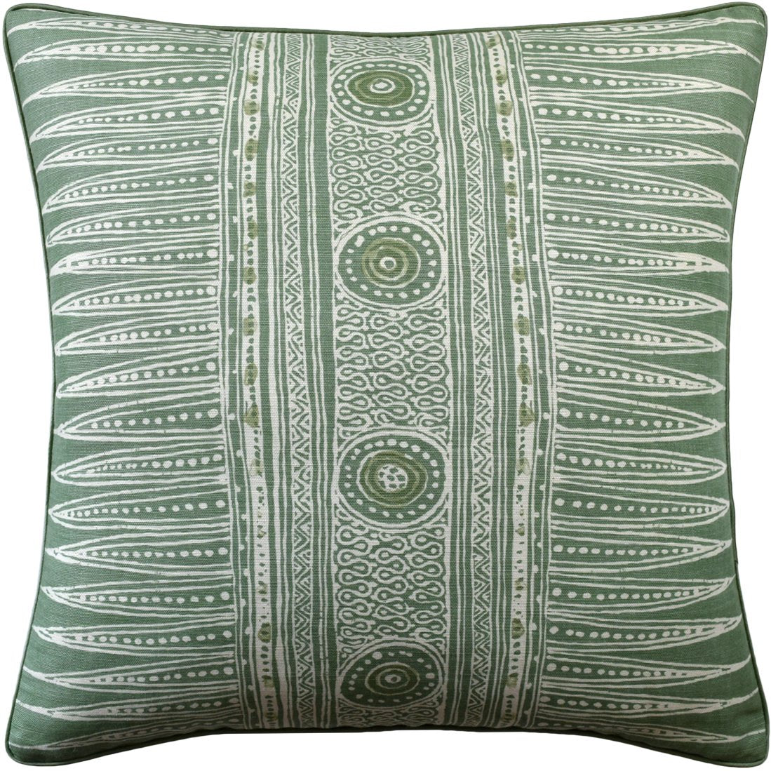 Ryan Studio Indian Zag Leaf Green Pillow - Fig Linens and Home