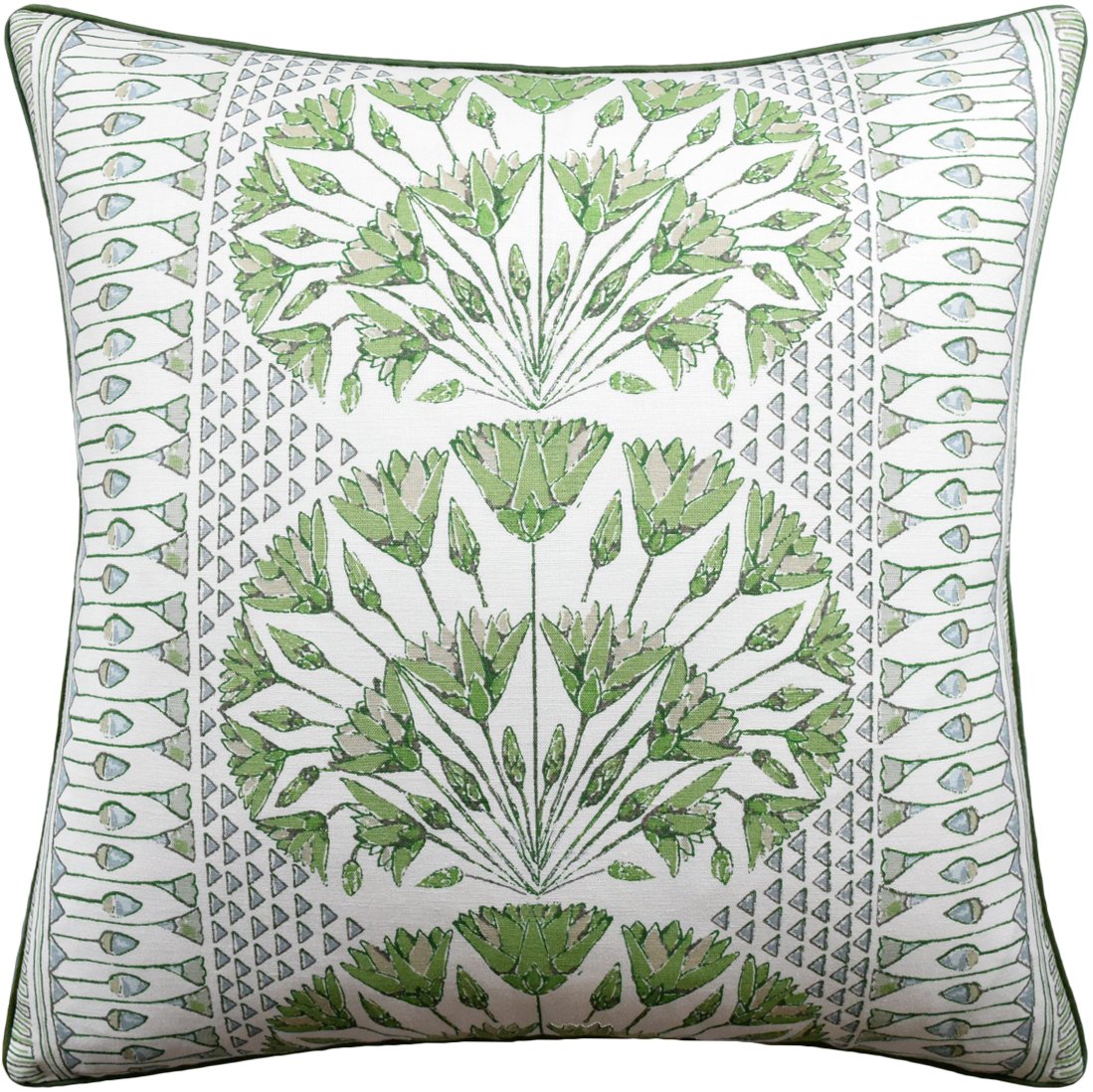 Ryan Studio Cairo Pillow - Green and White | Fig Linens | Thibaut