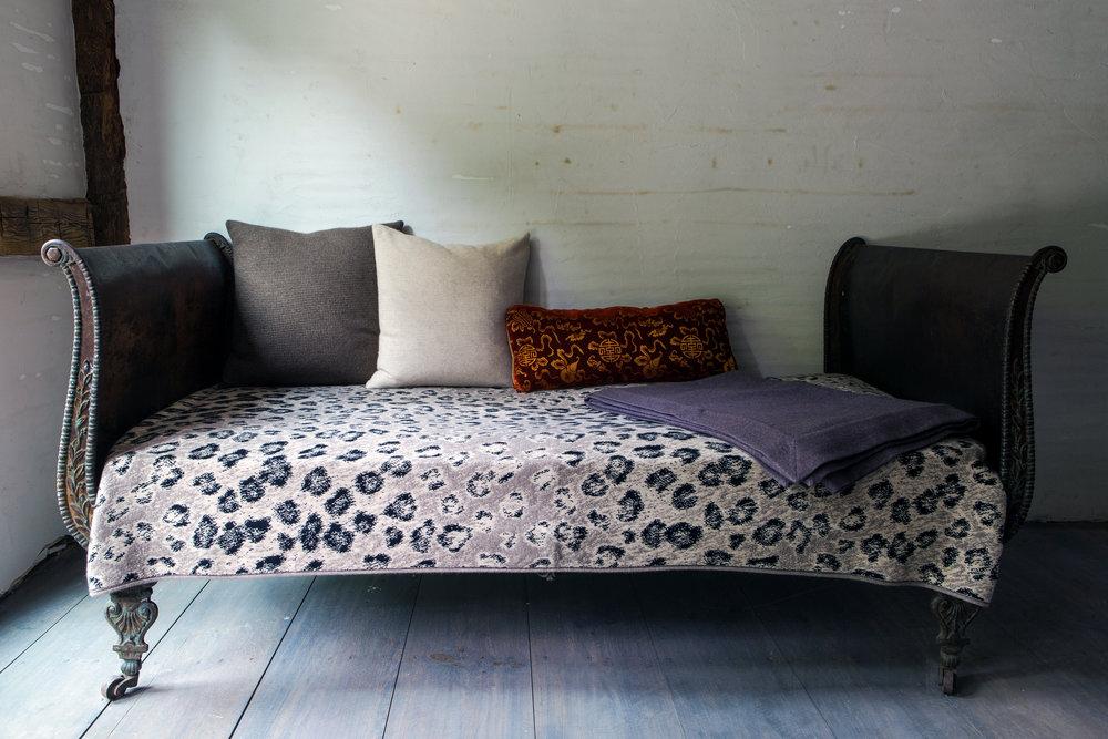 Leopard Cashmere Throw on Bed