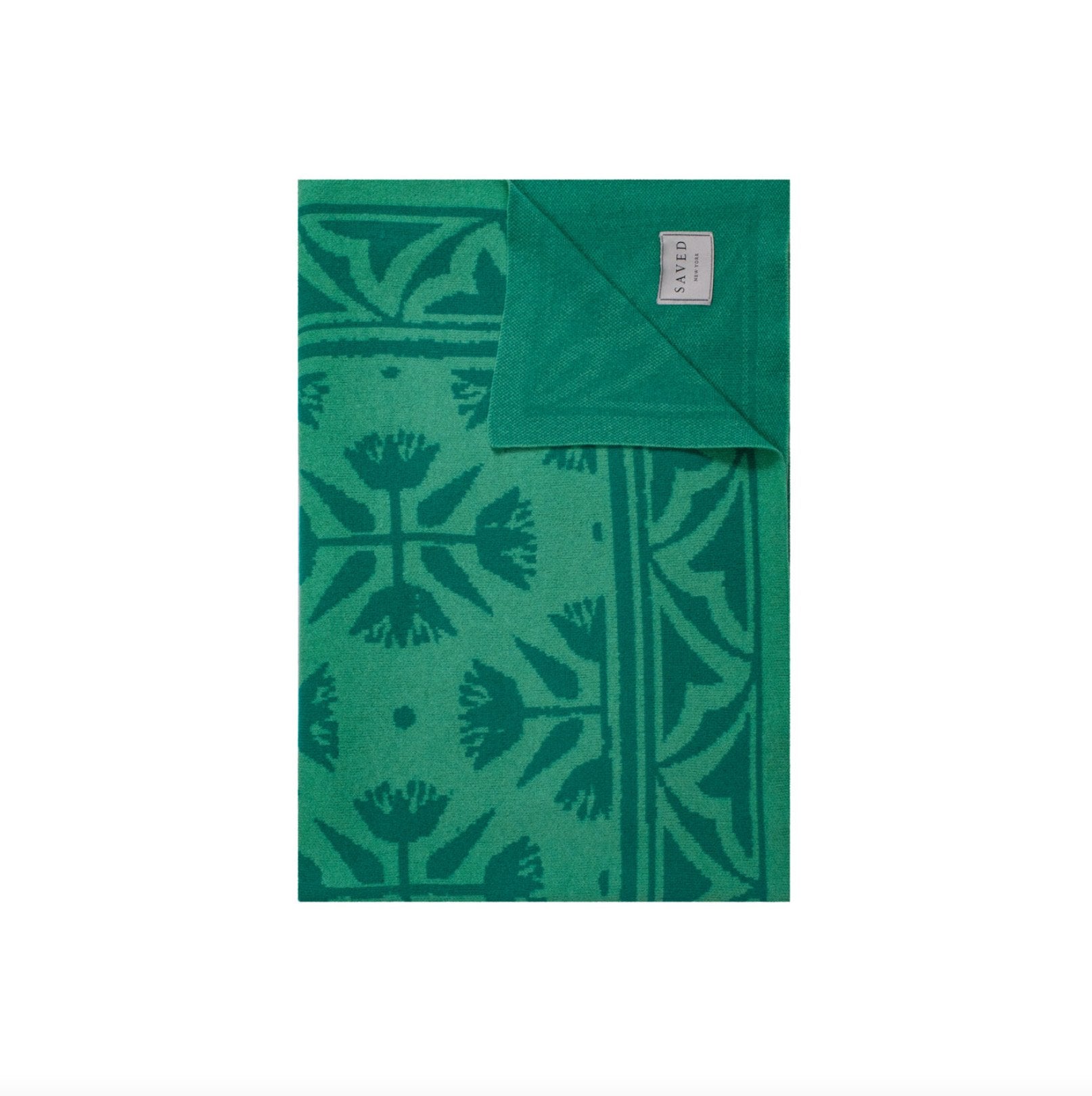 Saved New York Monaco Cashmere Blanket in Arsenic Green | Fig Linens
