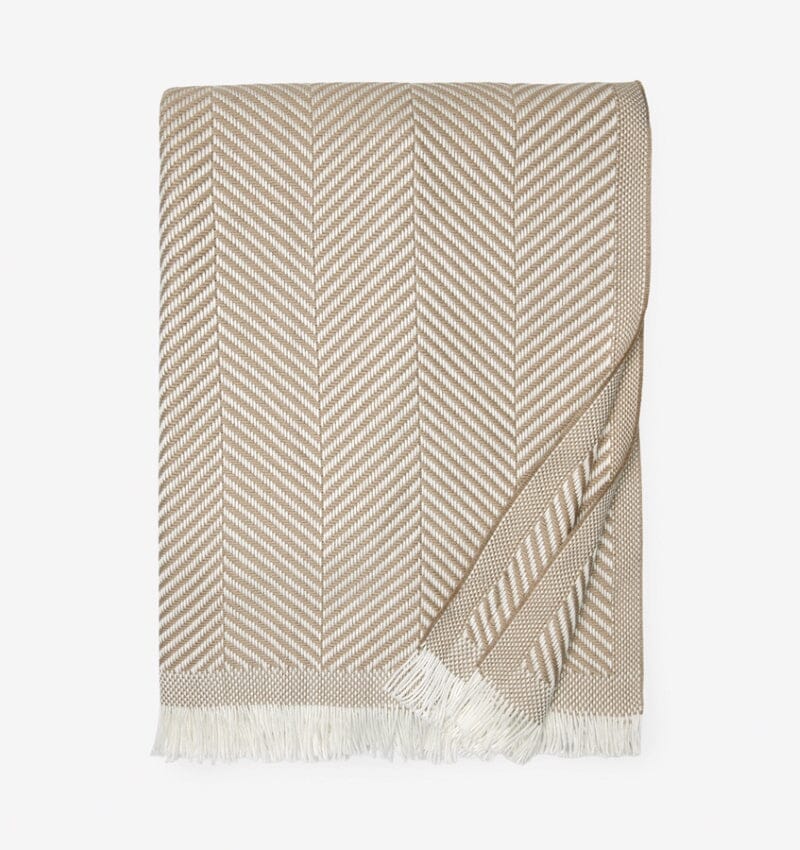 Costa Throw Blanket in FOG- Sferra Fine Linens - Fabric Detail - Fig Linens and Home