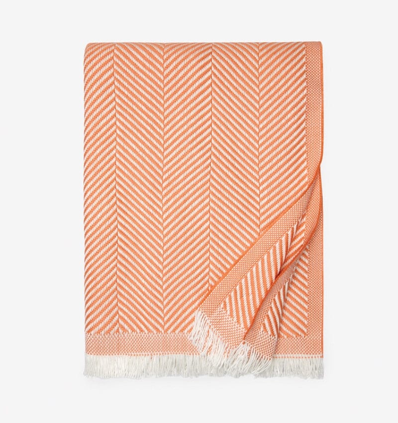 Costa Peach Throw Blanket - Cotton Blanket - Sferra Fine Linens at Fig Linens and Home