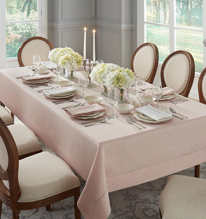 Reece Petal &amp; Gold Tablecloth by Sferra | Fig Linens and Home
