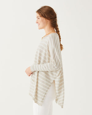 Catalina Stripe Sweater in Sand and White Stripe by Mer Sea - Fig Linens and Home 3