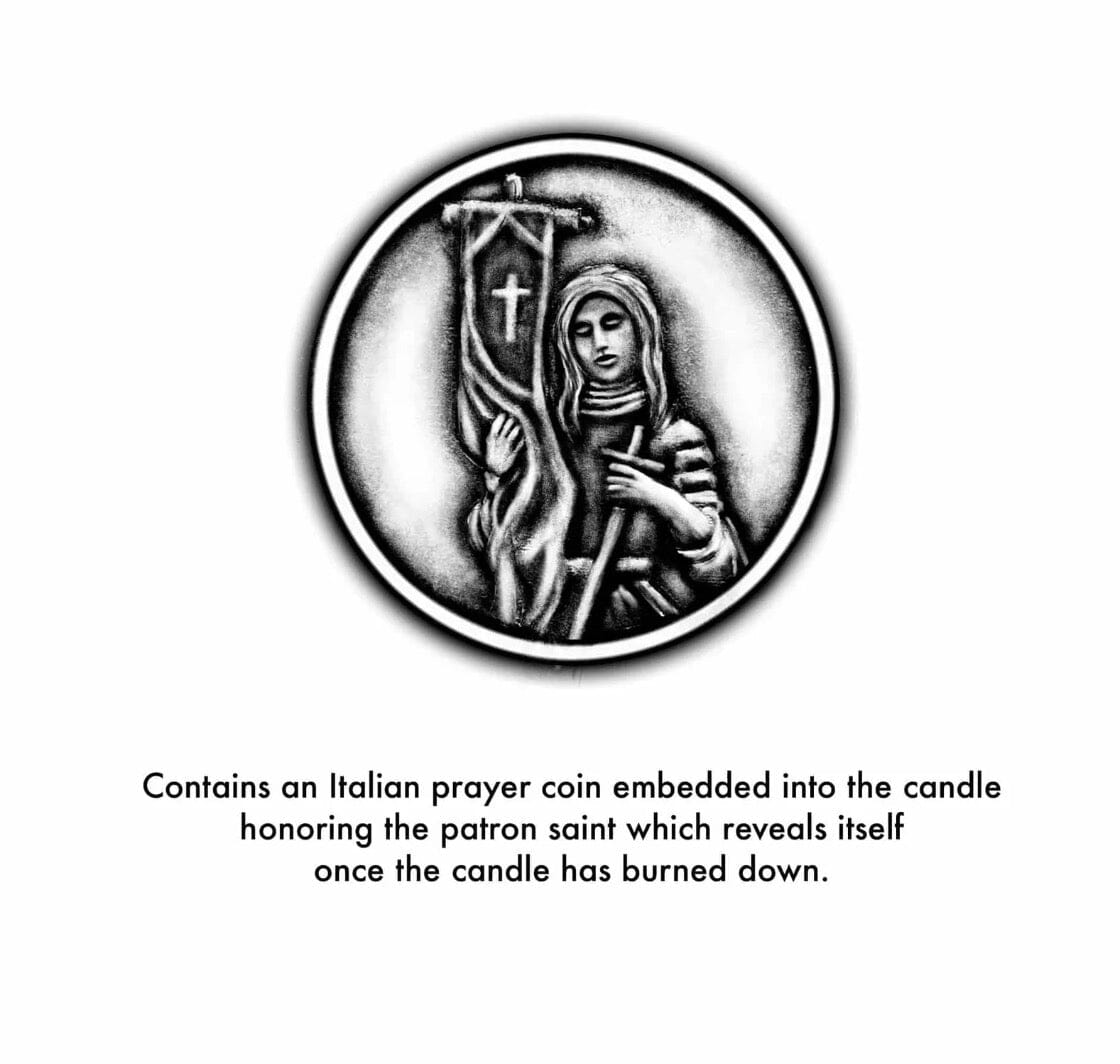 Saint Joan of Arc Candle - Saint Candles - Coin and Explanation