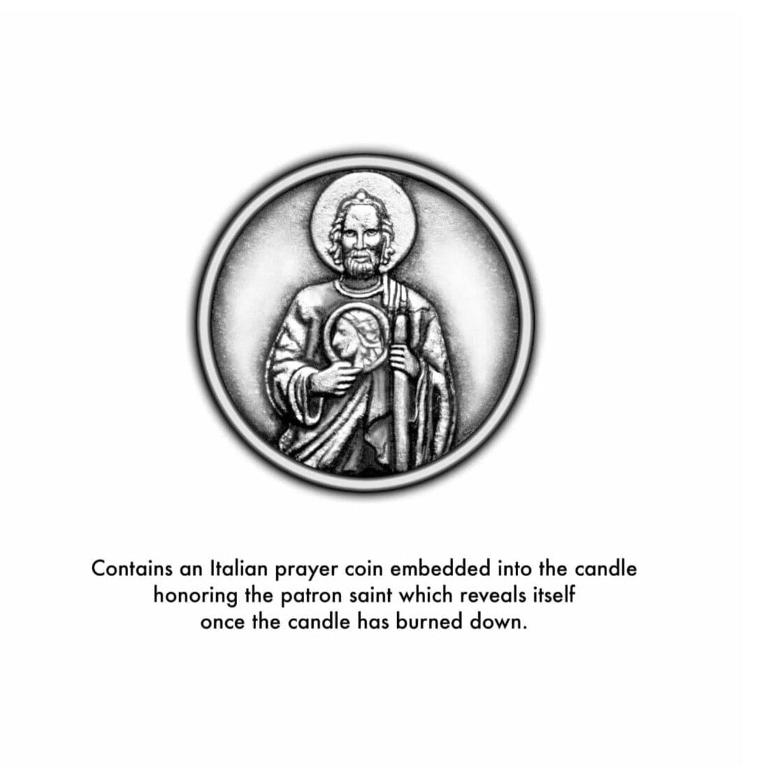 More Info - Saint Jude Special Edition Candle by SAINT CANDLES - Saint of Impossible Causes - Coin