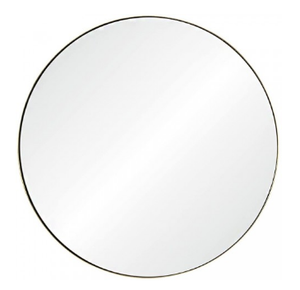 fig linens - mirror image home - round burnished brass contemporary wall mirror