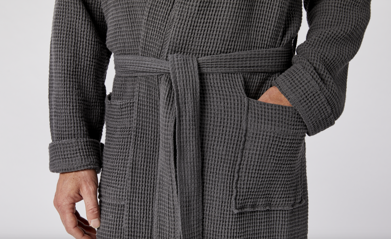 Unisex Organic Waffle Robes in Shadow Gray by Coyuchi | Fig Linens