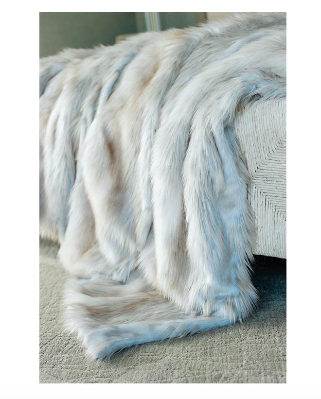 Fig Linens - Siberian Fox Faux Fur Throw Blanket by Fabulous Furs