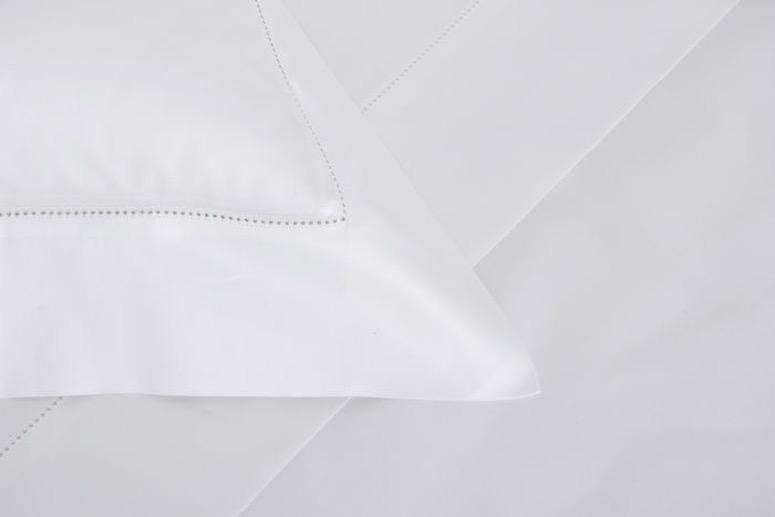 Frette Single Ajour White Close-up of Bedding Hemstitch | Fig Linens
